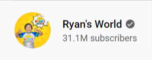How many subscribers are there?  Ryan's world