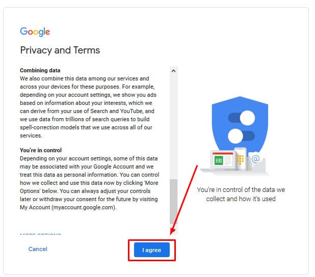 Privacy Policy को पढ़े या I Agree पर क्लिक करें-email id banane ka tarika